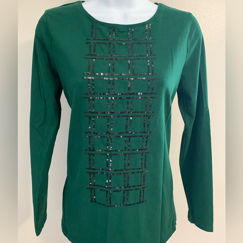 Ann Taylor Emerald & Sequin Top